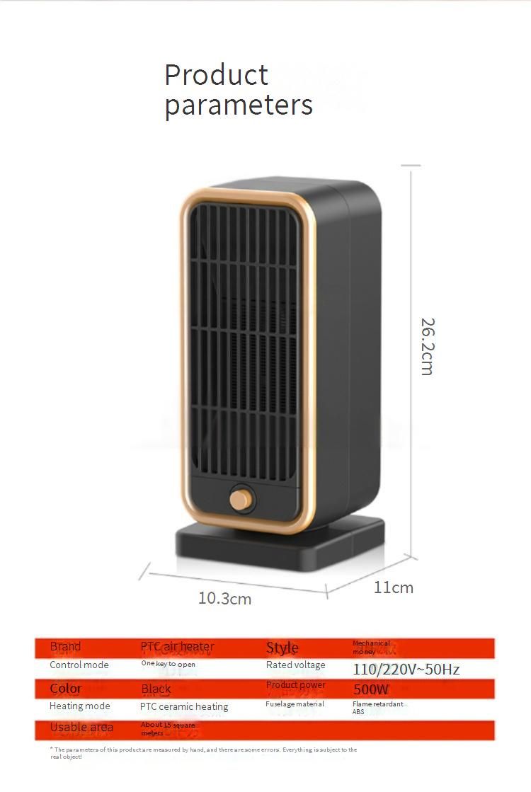 500W PTC Ceramic Space Heater With Remote Control, Fast Heating & Overheat Protection For Home Office Bedroom Use"_voghion.com