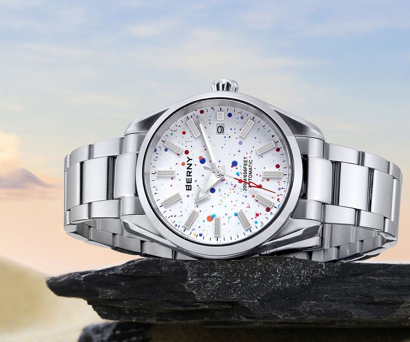BERNY Automatic Watches For Men Fashion 20ATM Waterproof Super Luminous Mechanical Silver Watch With Date Stainless Steel Sapphire Analog Wrist Watch_voghion.com