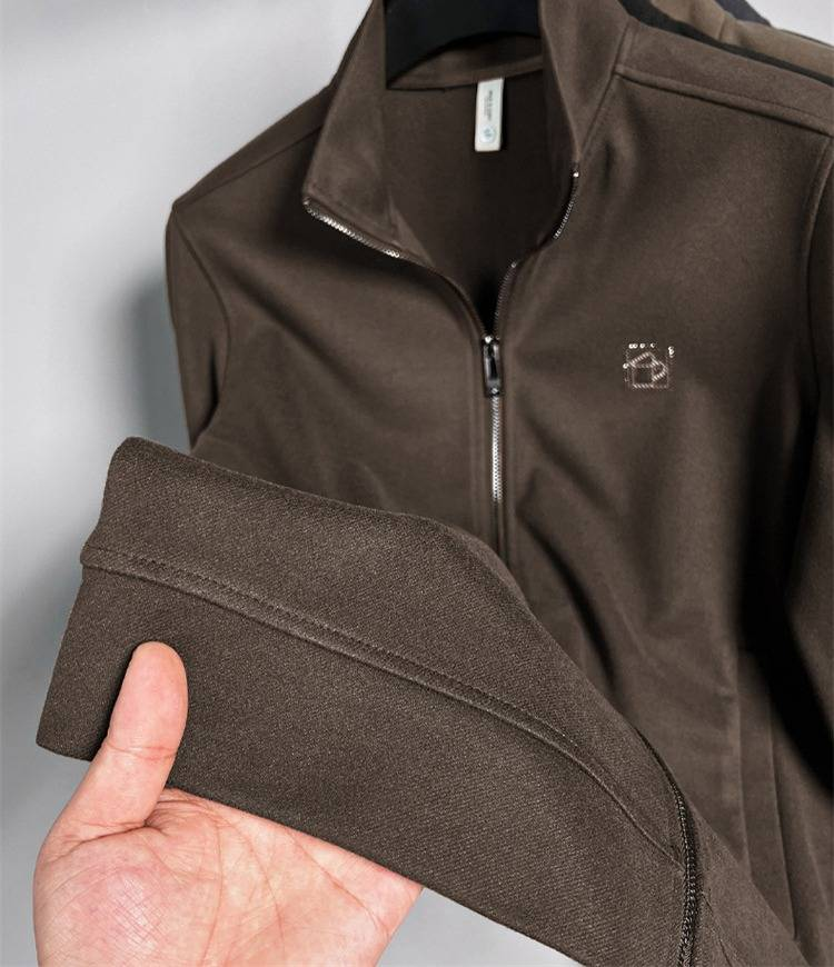 Premium Langarm-Sweatshirt mit Reißverschluss für Herren – Herbstlicher Polyesterpullover mit minimalistischem Buchstabendruck, verdickte Freizeitjacke_voghion.com