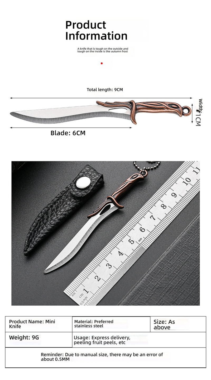 Navaja de bolsillo miniatura con llavero: hoja compacta, no plegable, con mango resistente, ideal para llevar a diario y como regalo._voghion.com
