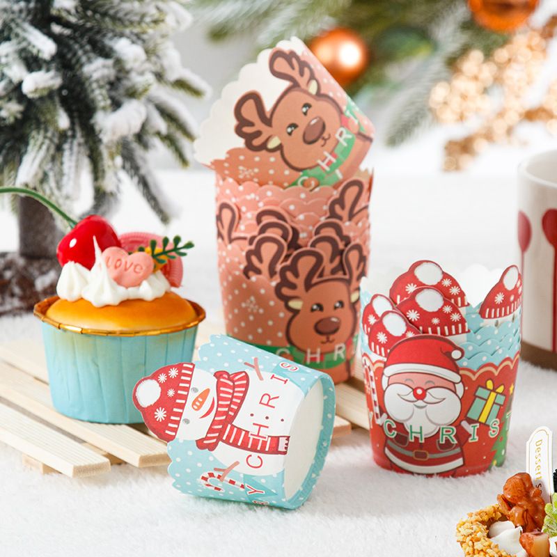 Einweg-Backförmchen mit Weihnachtsmotiv – Schneemann-Design, hitzebeständig, 50er-Pack (Rot, Hellbraun, Himmelblau)_voghion.com