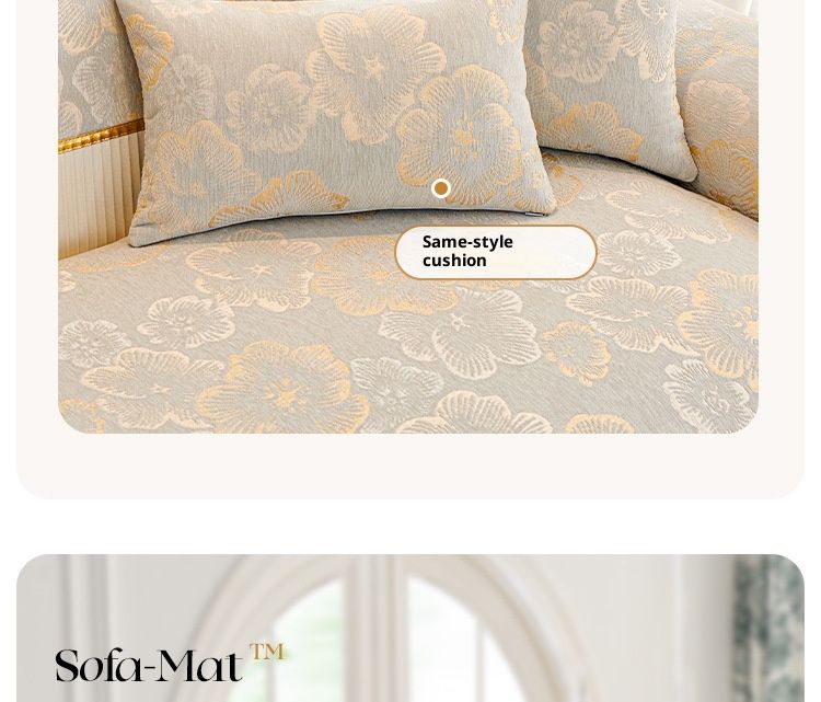 Fodera per cuscino del divano in ciniglia – Elegante protezione antiscivolo per divani in pelle e tessuto (colori floreali e tinta unita)_voghion.com