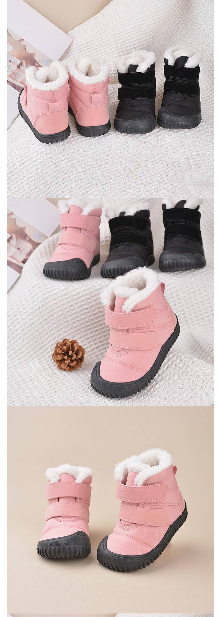 Cozy Fleece-Lined Winter Boots For Toddlers - Lightweight, Warm & Non-Slip With Adjustable Velcro Strap_voghion.com