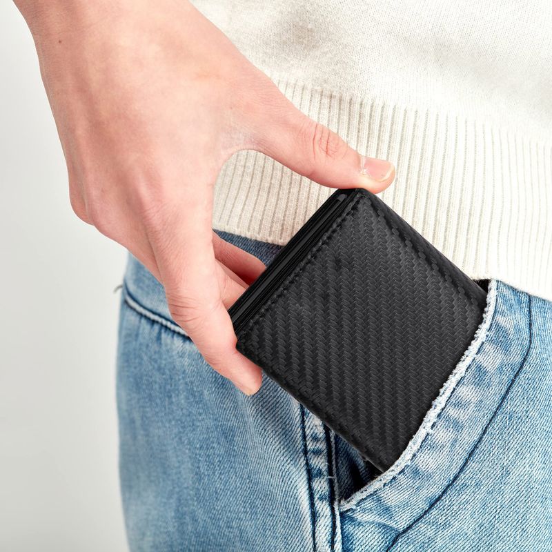 Heren portemonnee kaarthouders RFID Guangzhou grote capaciteit portemonnee aluminiumlegering koolstofvezel kaarthouder zijwaarts duwen automatisch drievoudig opvouwbaar draagbaar_voghion.com