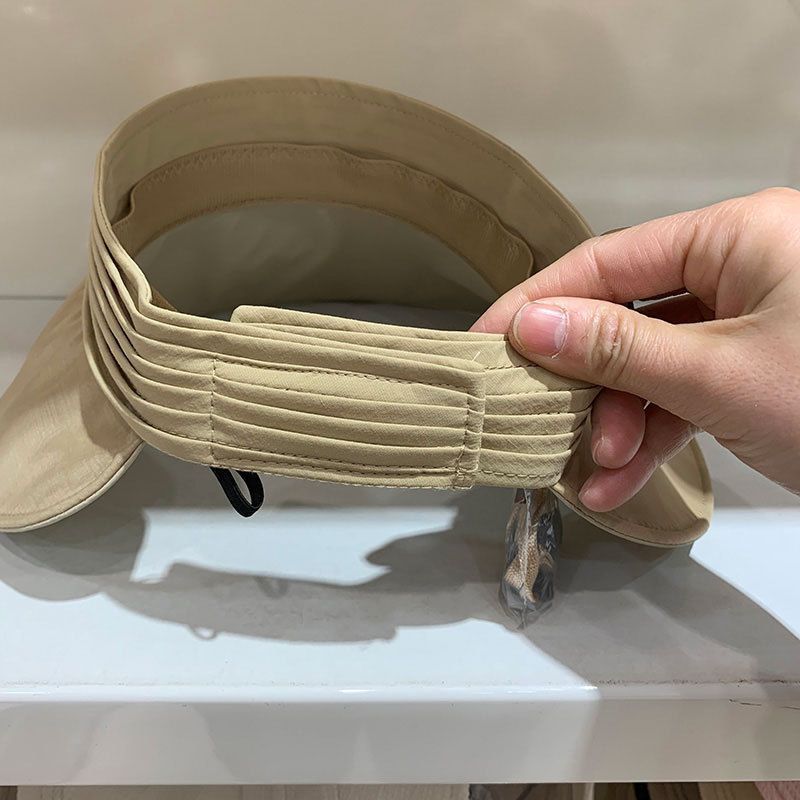 Summer Seersucker Pleated Sun Protection Sun Hat Women's Hat UV Protection Foldable Versatile Elegant Empty Top Sun Hat_voghion.com