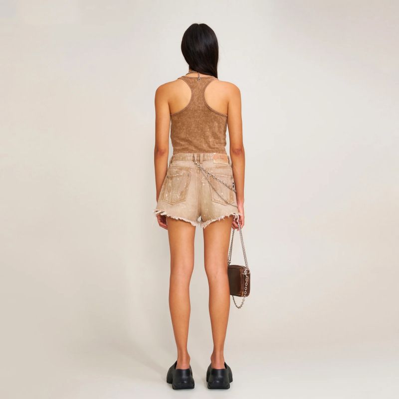 Handmade Vintage Washed Denim Shorts - Mid-Low Rise Distressed Retro Hot Pants For Women_voghion.com