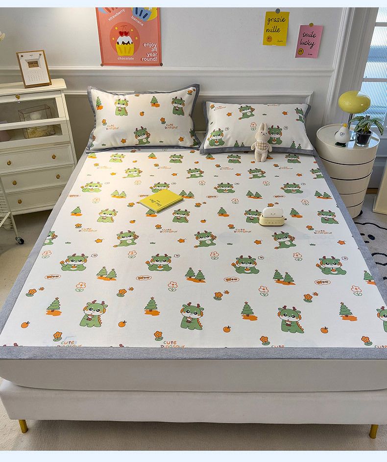 Bettwäscheset aus Eisseide – Atmungsaktiver, bedruckter Matratzenbezug mit faltbarem Design (2/3-teiliges Set, 90 cm/Queen-Size)_voghion.com