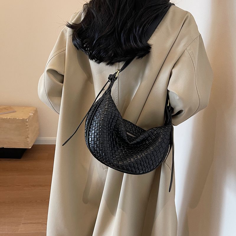 Women Daily Adjustable Strap Woven Simple Hobo Solid Color Fashion Shoulder Shopping Bag_voghion.com