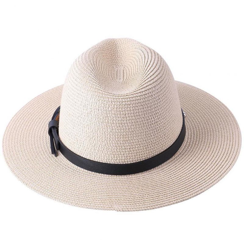Cappello a cilindro da jazz a tesa piatta in stile europeo e americano, da uomo e da donna, Panama, con visiera estiva e rivetti gioiello_voghion.com