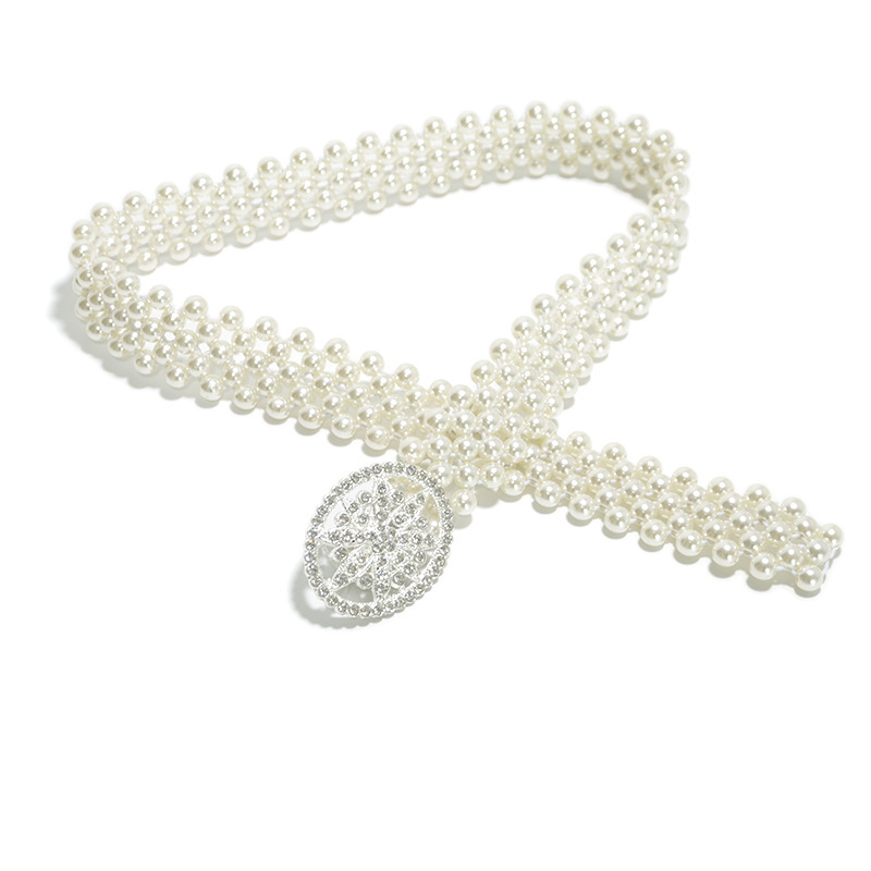 Taobao New Women's Belt Sweet Luxury Dress Decoration Elastic Pearl Wide Waist Chain_voghion.com