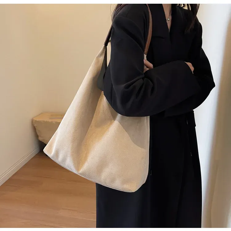 Borse a tracolla vintage da donna, grandi capacità, tinta unita, semplici, casual, da pendolare, retrò, per la spesa_voghion.com