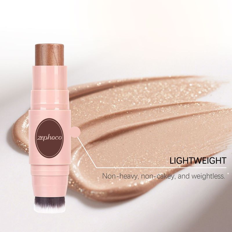 Zephoco Mehrzweck-Make-up-Stift mit Doppelkopf, vielseitig verwendbar, 3D-Highlight ohne Klumpenbildung, Champagnerbraun_voghion.com