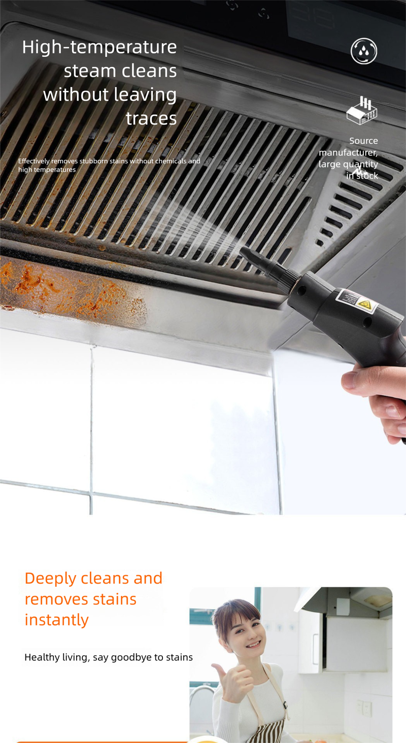 Pulitore a vapore ad alta temperatura - Kit domestico da 2500 W con spazzola e raschietto per vetri per cucina e bagno_voghion.com