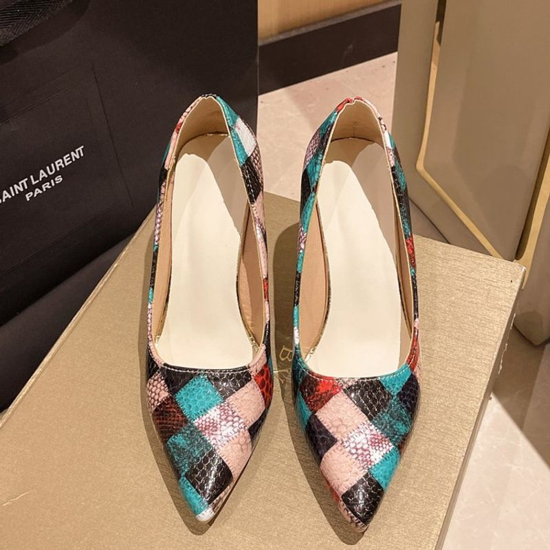 2024 Spring New High-heeled Women's Stiletto Design Niche ed Color Pointed Toe Shallow Mouth Work Shoes_voghion.com