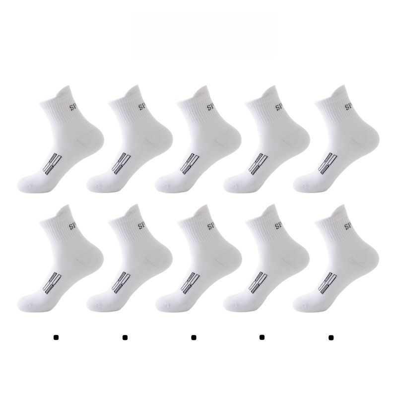Socks Men's And Women's Same Autumn And Winter Tube Socks Black And White Bundle Sports Socks Solid Color Boat Socks High Tube Socks_voghion.com