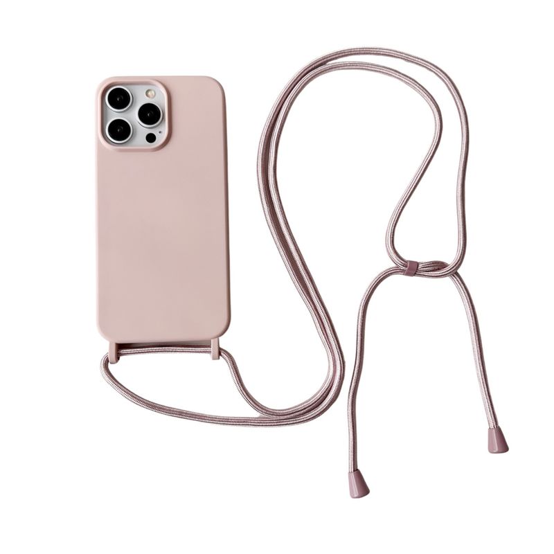 Ins Korean Liquid Silicone Crossbody Strap Suitable For IPhone 16 Phone 15Promax All Inclusive Soft Case 14_voghion.com