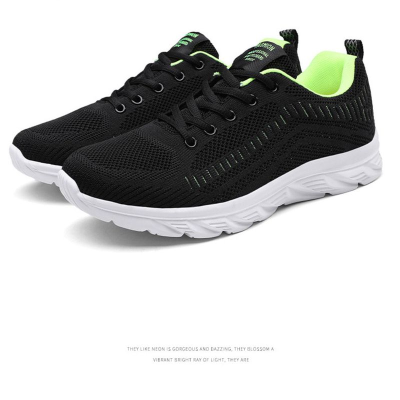 Scarpe da ginnastica da uomo alla moda in maglia con lacci, scarpe da ginnastica da passeggio per corsa atletica all'aperto_voghion.com