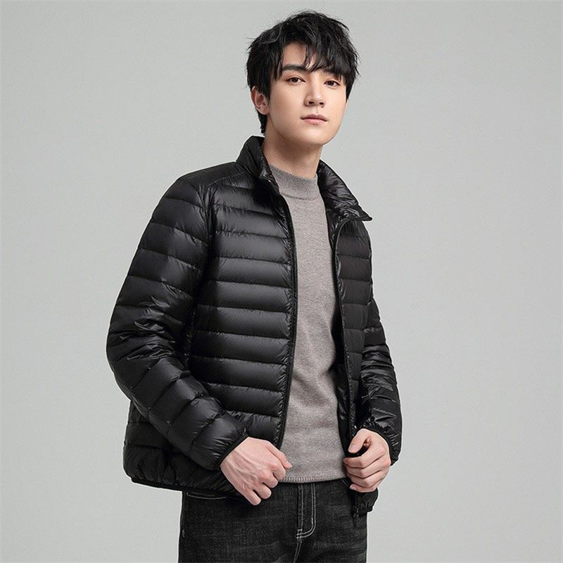 Nieuwe lichtgewicht herenjas met capuchon, lange mouwen, 90 inch dons, kort oversized, modieus en warm_voghion.com
