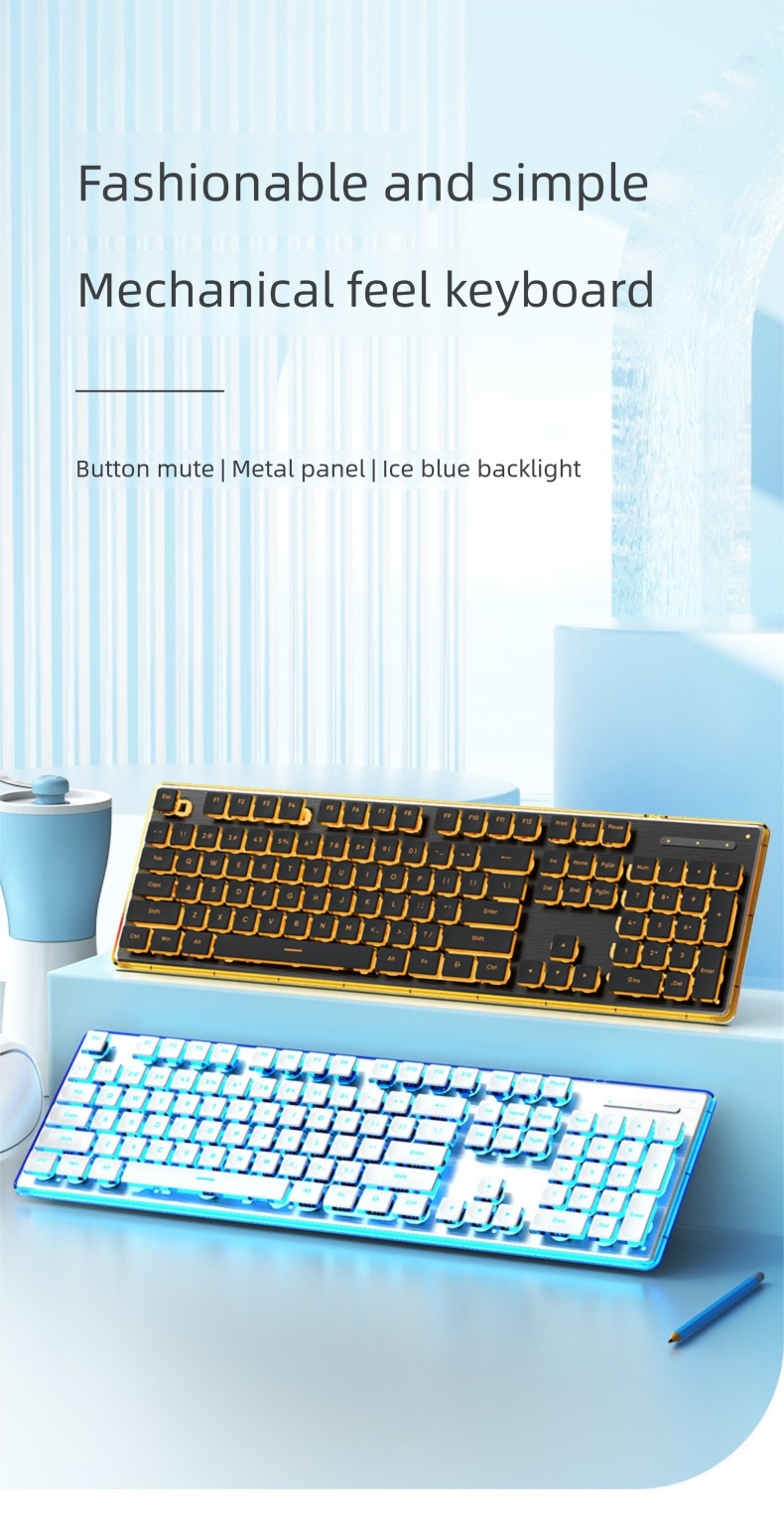 Wired Mechanical Feel Keyboard Waterproof Silent Ultra-thin Gaming E-sports Office Typing Desktop Laptop_voghion.com