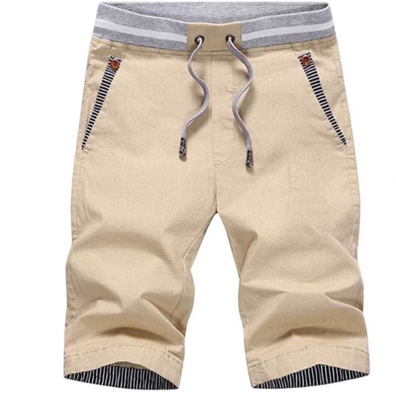 Premium Products Men's Summer Casual Cropped Cotton And Linen Oversized Plus Size Mid Length Shorts, Beach Pants, Men's_voghion.com