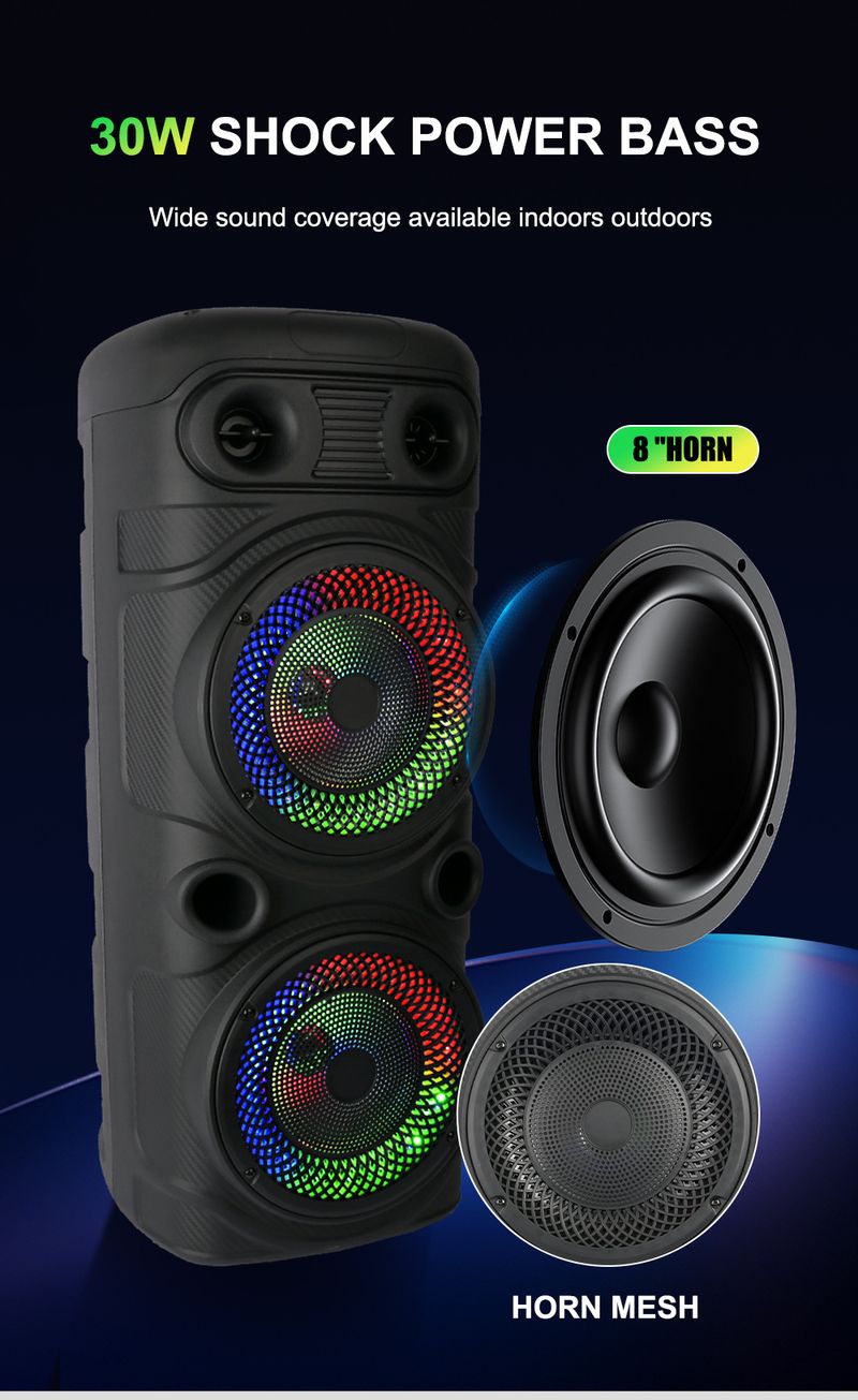 Sing-e ZQS8227S Çift 8 inç yüksek güçlü Bluetooth hoparlör RGB ışık açık kare dans KTV ses_voghion.com