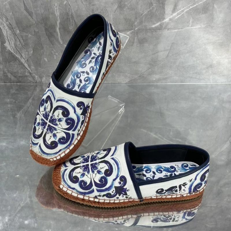 Women's Flat Shoes With Printed New Rope Blue And White Porcelain Design, Casual Fresh Literary Comfortable Versatile_voghion.com