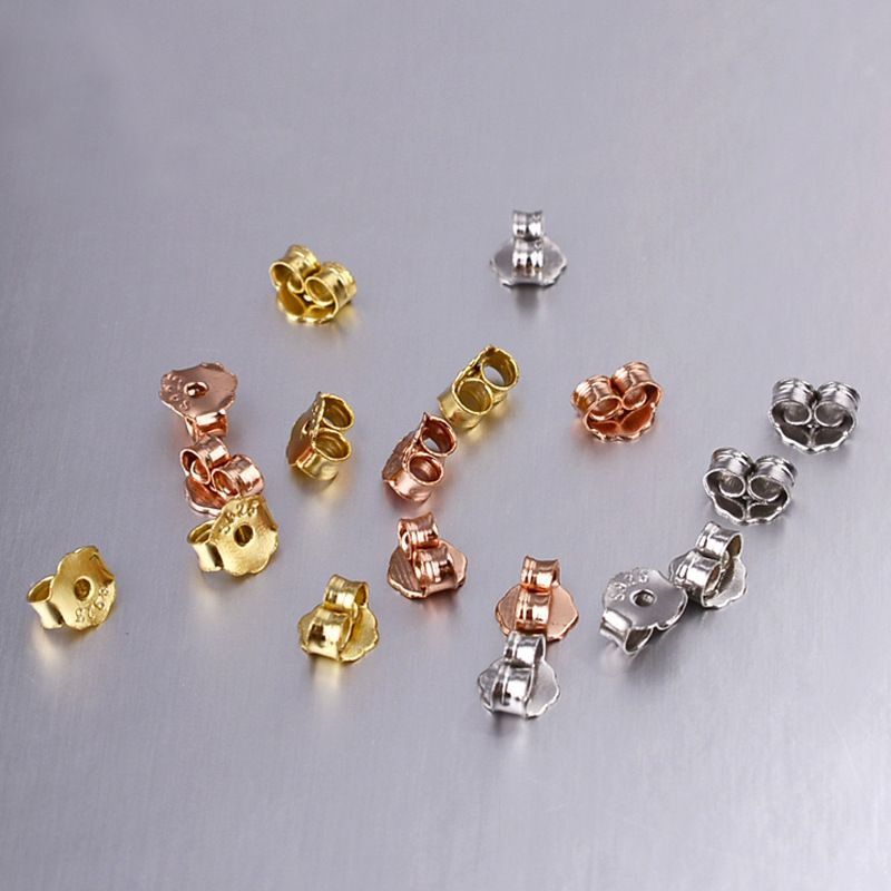 Orecchini a farfalla in platino placcato in rame, tappo posteriore, fibbia a cappuccio, gioielli in argento, accessori in metallo, tappi per le orecchie,_voghion.com