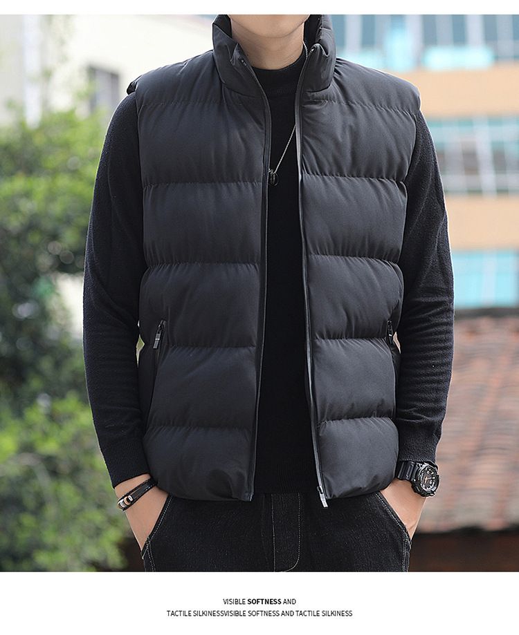 Cross Border Large Size Casual Men's Vest Men's Loose Autumn And Winter Vest Warm Down Cotton Warm Jacket Cotton Clothing_voghion.com