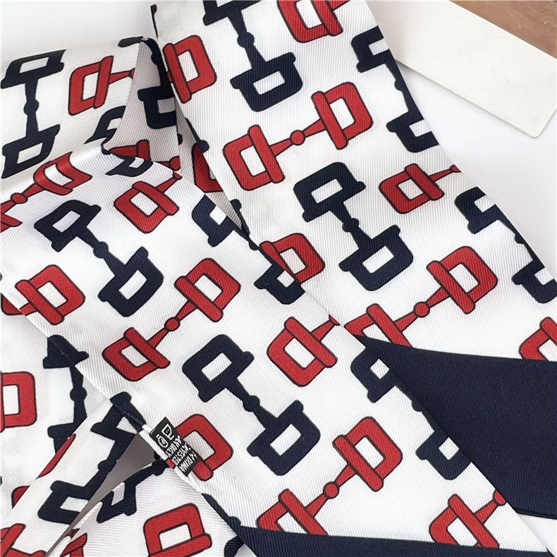 Spring and Autumn Seasons Thin Chain Simulation Silk Satin Long Scarf, Headband, Women's Professional Clothing Binding_voghion.com