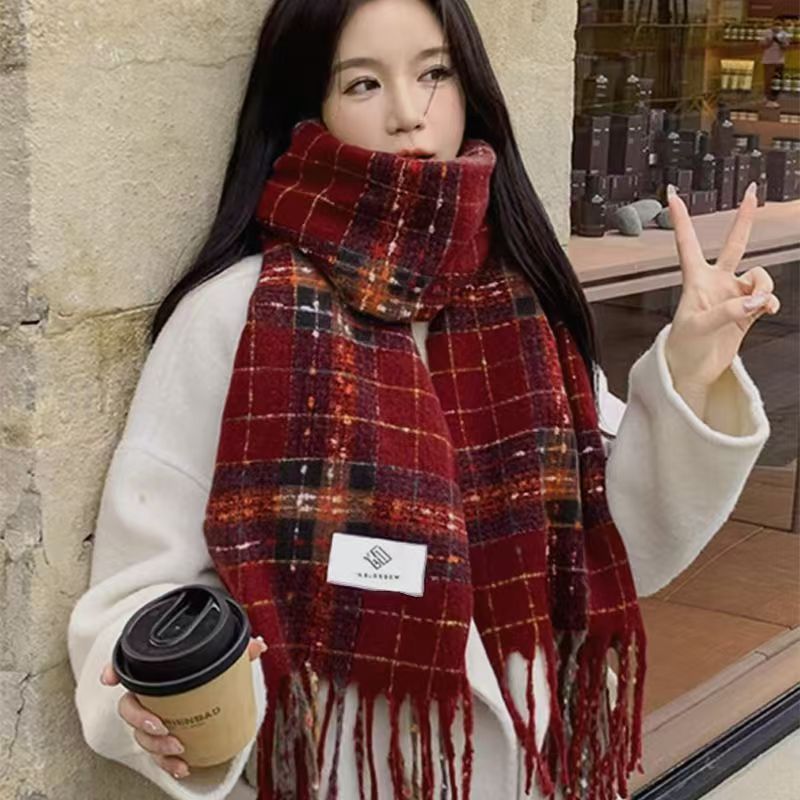 Sciarpa da donna in stile natalizio, lunga, invernale, versatile, lavorata a maglia, scaldacollo, stile rosso, per capodanno_voghion.com