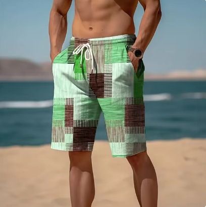 Unbeatable Quality Unbeatable Quality New Summer Breathable Hawaiian Beach Pants 3D Printed Checkered Pattern Men's Shorts_voghion.com