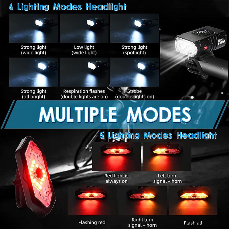 Set di accessori per bici da strada e mountain bike, con torcia frontale ad alta luminosità in lega di alluminio per bicicletta_voghion.com
