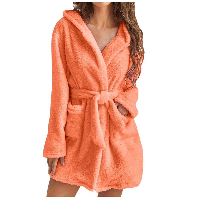 Men's autumn and winter warm bathrobe hooded home clothes plush pajamas robe_voghion.com