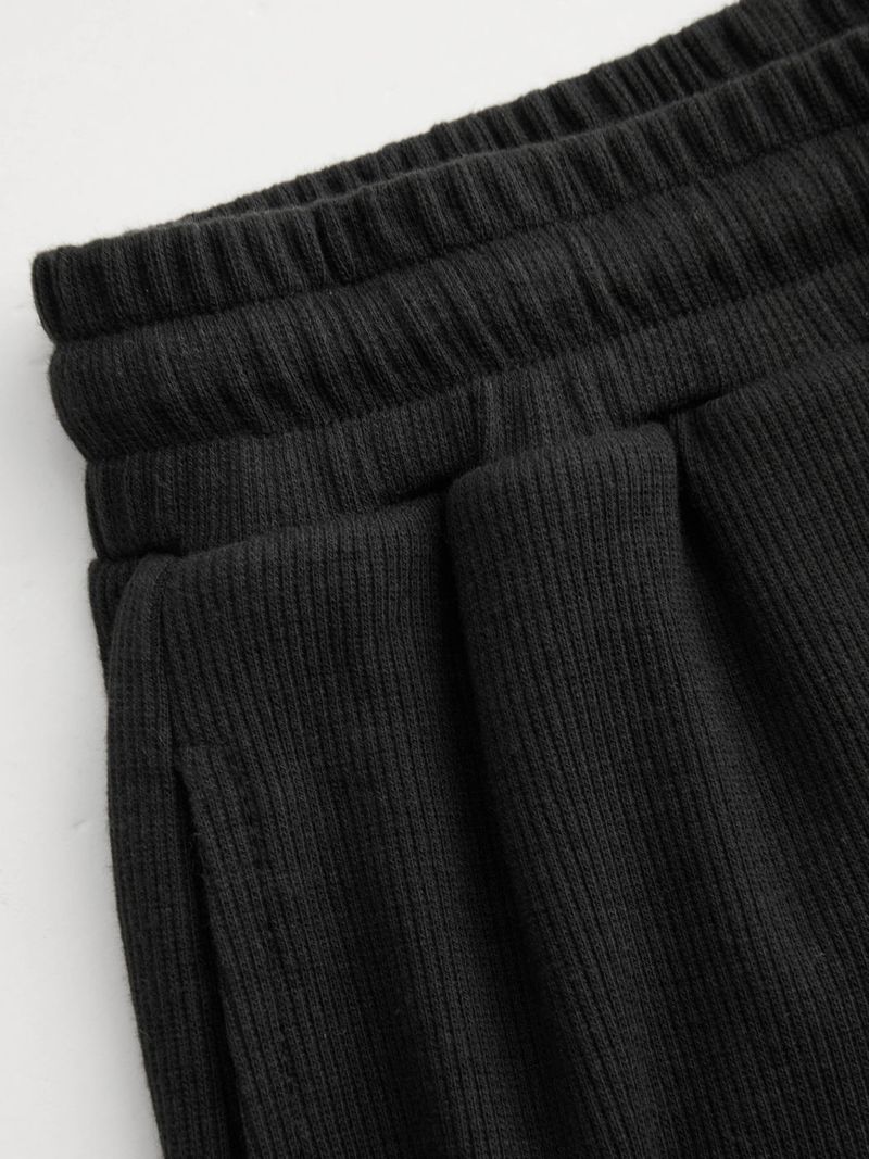 Damenbekleidung, einfarbige Strickweste mit Knöpfen und V-Ausschnitt + Hose mit weitem Bein und hoher Taille, modische, lässige, gerade Hose_voghion.com