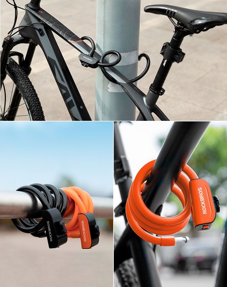 Rock Brothers Fahrrad Diebstahlsicherung Stahlkabel Mountain Road Tragbares elektrisches Fahrradschloss Fahrradausrüstung_voghion.com