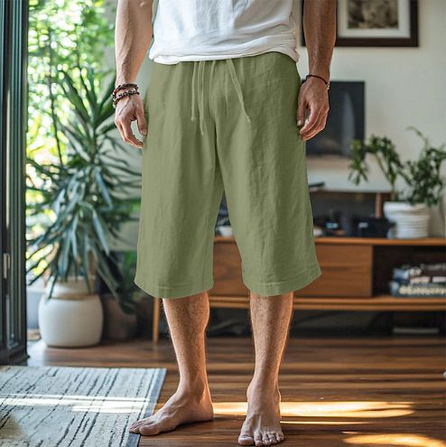 Pantaloncini corti da uomo, estivi, da spiaggia, pantaloni dritti, tinta unita, comodi, da esterno_voghion.com
