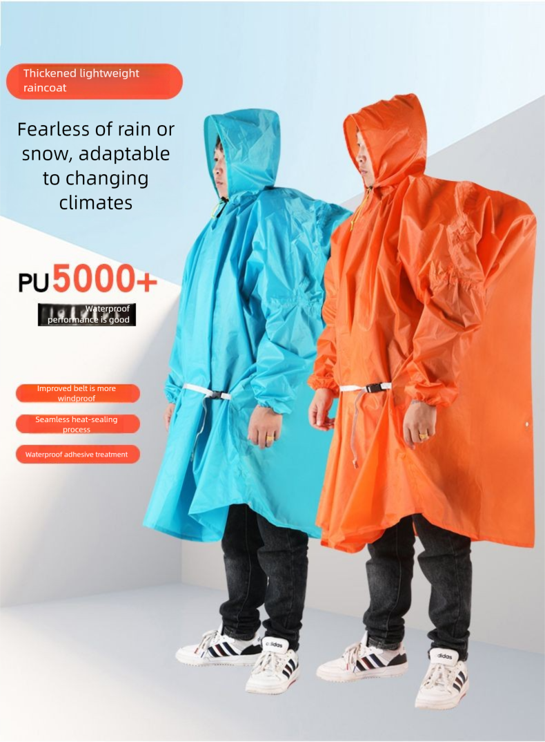 Płaszcz przeciwdeszczowy na wędrówki, podróżny, z grubej tafty poliestrowej, wielofunkcyjny, 3 w 1, ultralekki, trekkingowy_voghion.com