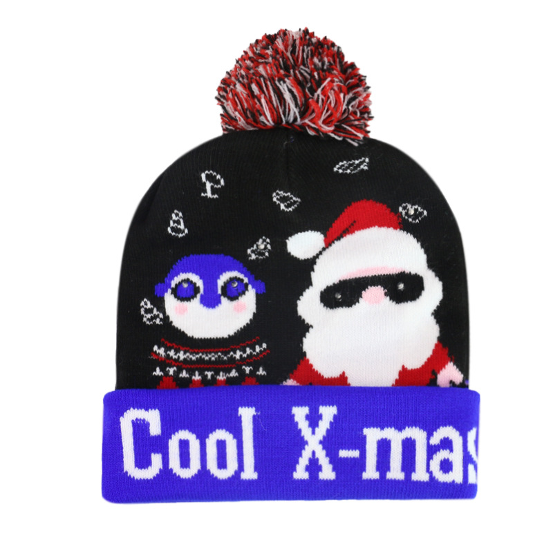 Hat  new style removable battery colorful luminous knitted hat Santa Claus LED light Christmas hat_voghion.com