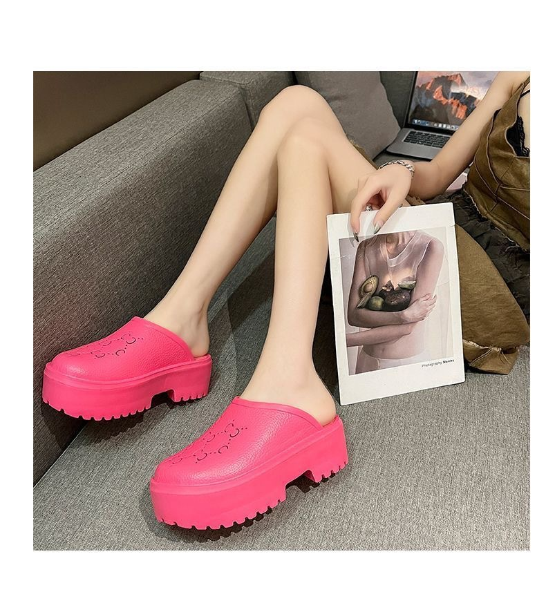 Baotou-Hausschuhe aus EVA für Damen im Sommer, modische und süße Biskuit-Absätze, rutschfeste Hausschuhe für den Heimgebrauch, faule, dicke Sohlen_voghion.com