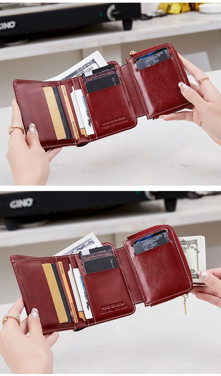 Women's Wallet & Men's Wallet Rfid Anti-theft Brush Ladies Wallet Zipper Wallet Coin Purse Lock Short Wallet_voghion.com