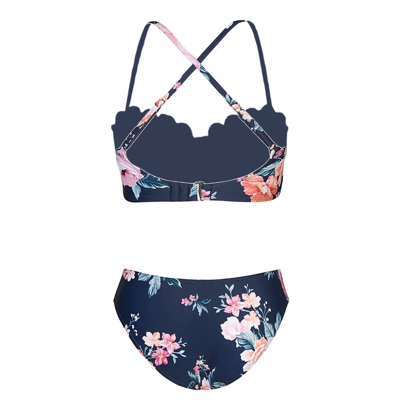 Happybuyner női fürdőruha bikini öltöny ujjatlan virágos melltartó úszófelsők fürdőruha rövidnadrág nyári medence strand 2 db-os öltöny_voghion.com