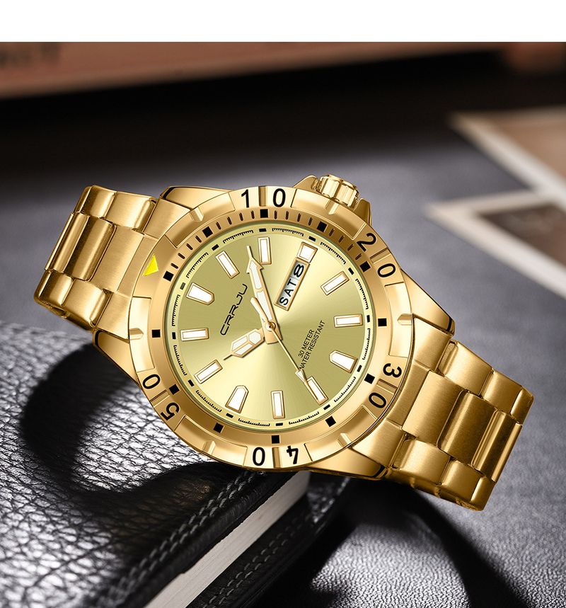 Men's Waterproof Quartz Watch With Large Dial, Date Display, And Business Style, Alloy Case, Mineral Glass, 30M Water Resistance_voghion.com