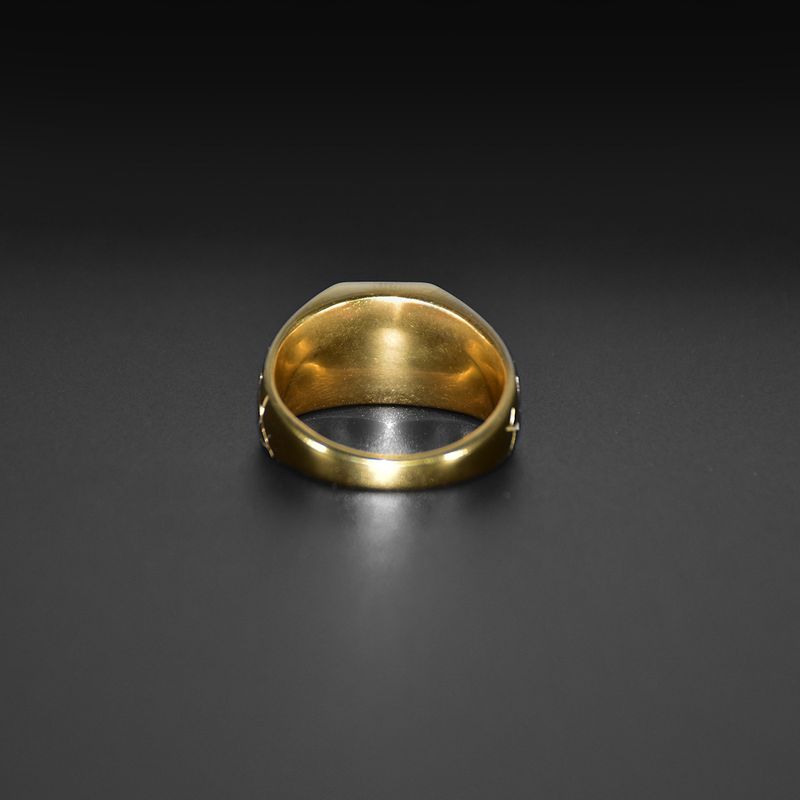 Anelli Statement Anello Ankh a strisce lucido in acciaio inossidabile 316 placcato oro_voghion.com
