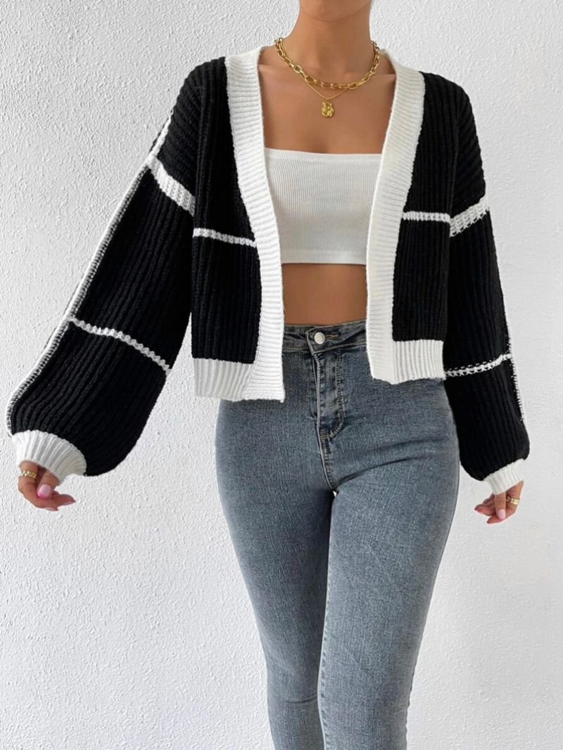 Women's spring and autumn knitted cardigan fashion coat buttonless sweater coat_voghion.com