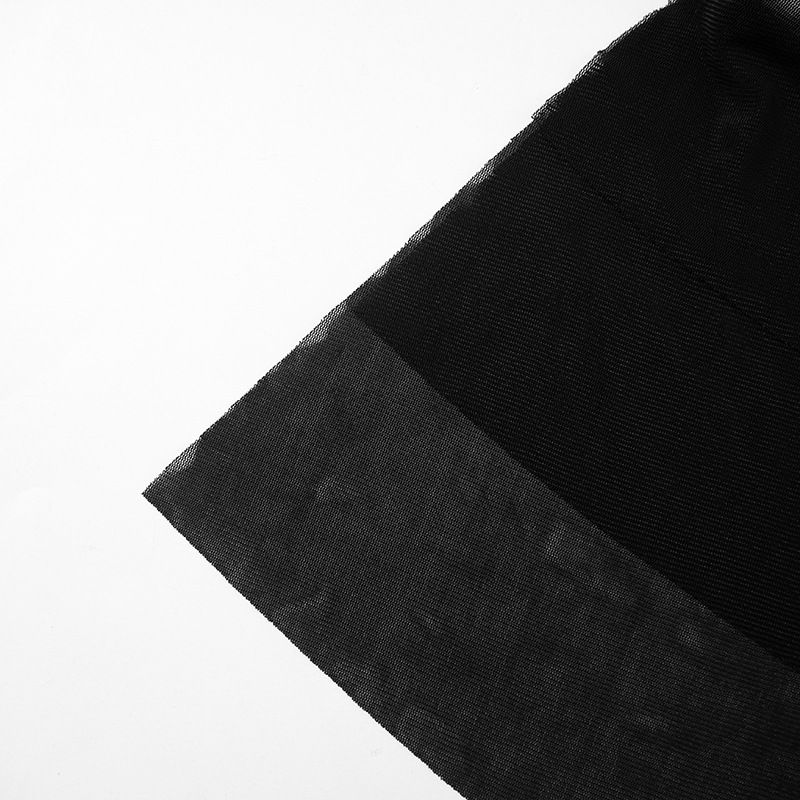 Q23TP310 Top corto sexy de malla negra con borde de madera para colgar el cuello y la parte superior del verano_voghion.com