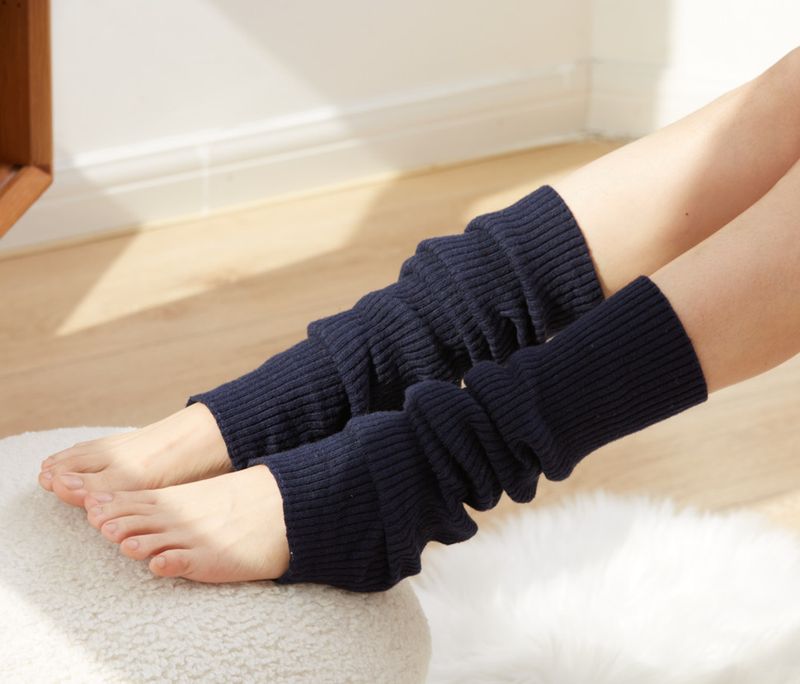 Jambières tricotées à bas empilés Chaussettes blanches vintage pour étudiants_voghion.com