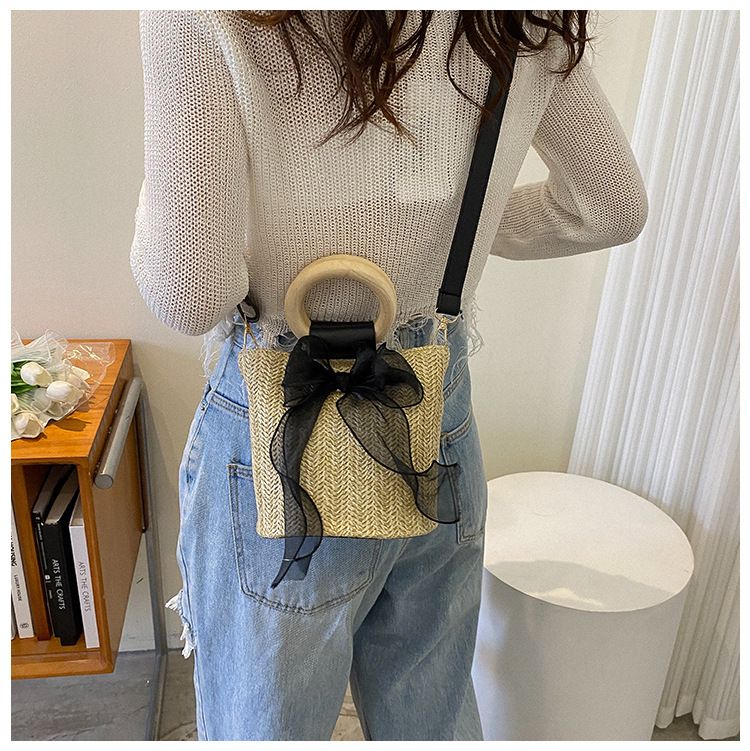 Borsa a secchiello da donna, stile giardino, borsa in erba, borsa a secchiello alla moda femminile, piccola borsa intrecciata, borsa a tracolla con tracolla singola_voghion.com
