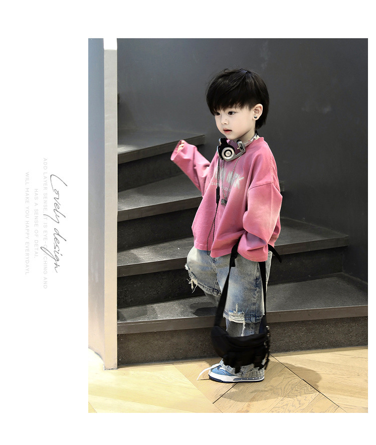 Mère et enfants enfants patchwork déchiré décontracté garçon jeans bébé pantalons tendance_voghion.com