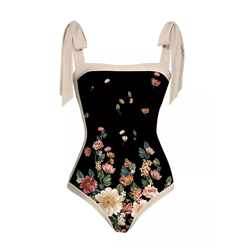 2023 ins style printed swimsuit conservative one piece two-piece swimsuit women's large polyester printed beach skirt_voghion.com