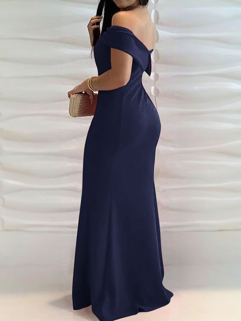 Robe de soirée élégante moulante taille haute pour femme, coupe ajustée, style sirène, asymétrique, bleu marine, noir, bleu_voghion.com